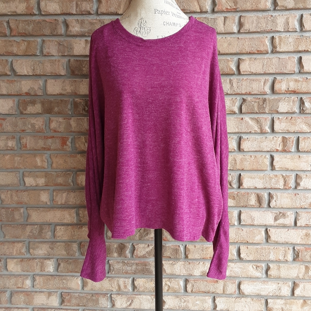 Umgee Long Sleeve Cotton Blend Top with Ruffle Detail.